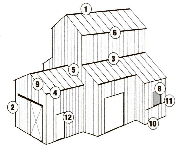 A diagram showcasing metal building trim utilized in a barn.