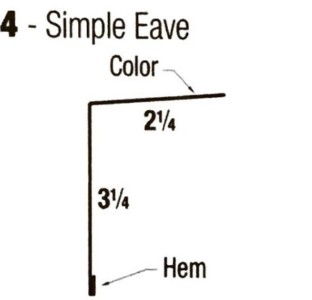 Metal building trim details and metal building trim pieces in four simple eave colors.