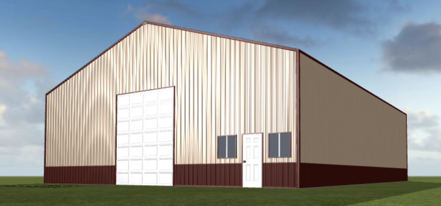 A 3d rendering of a metal building.